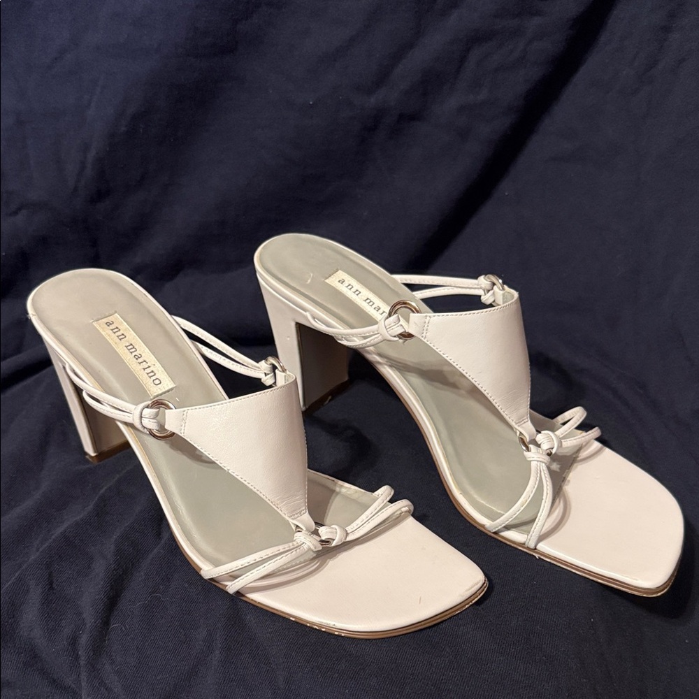 Ann Marino Elegant White Heeled Sandals